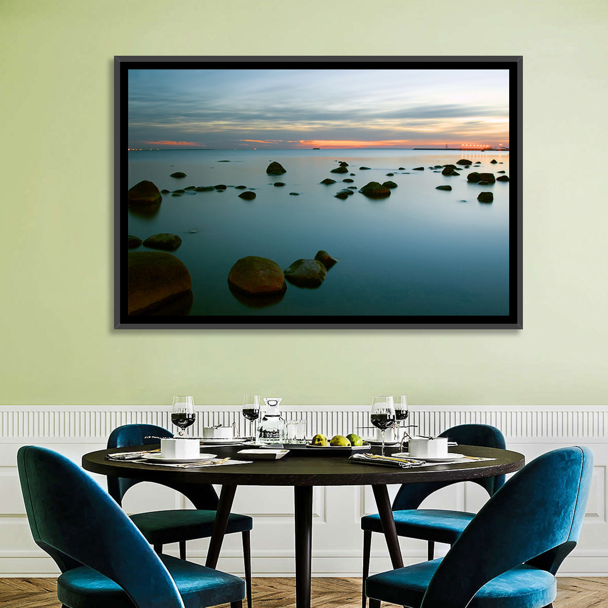 Baltic Sea at Twilight Wall Art in a room, landscape