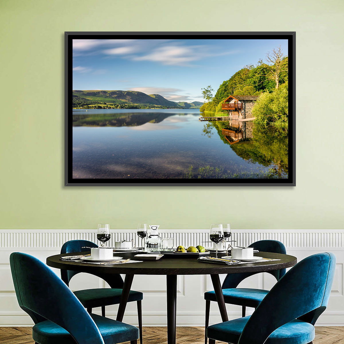 Ullswater Lake Golden Hour Wall Art in a room, landscape