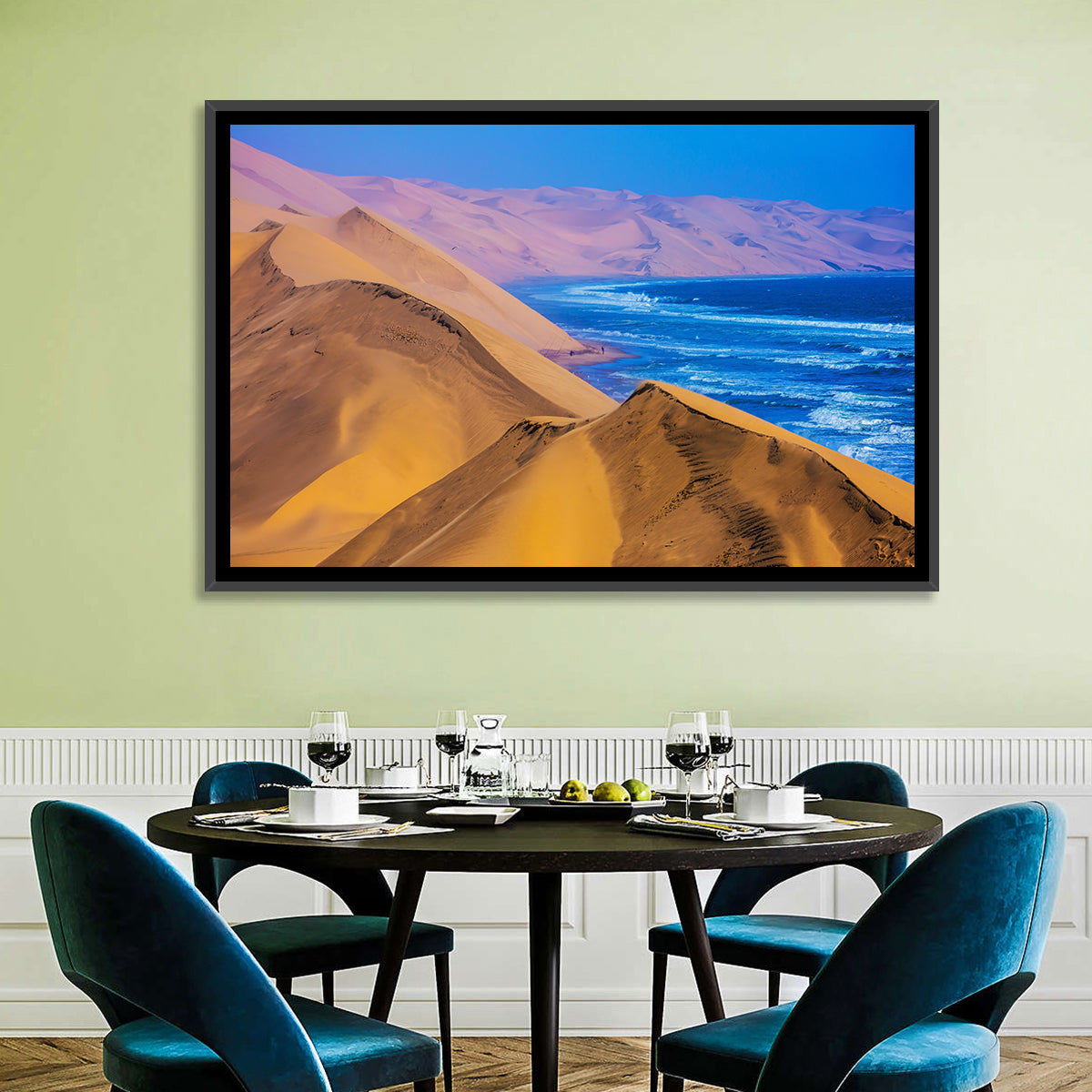 Sandwich Harbour Dunes Meet the Atlantic Wall Art in a room, landscape