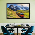 Red Alpine Train at Eiger Wall Art