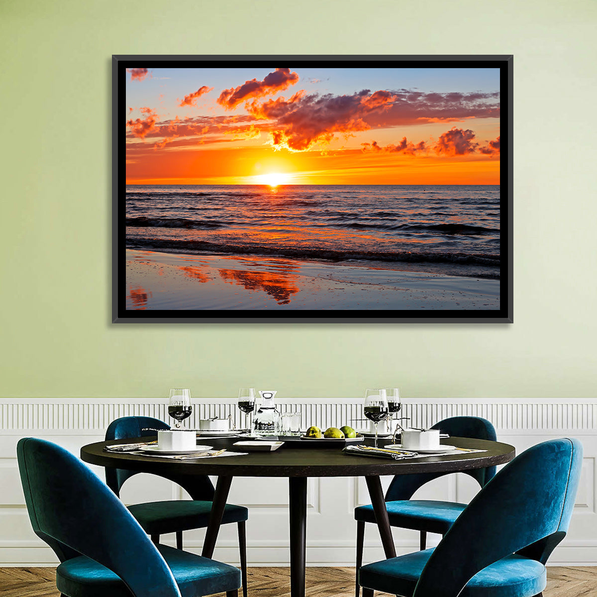 Sunset Over the Baltic Wall Art in a room, landscape
