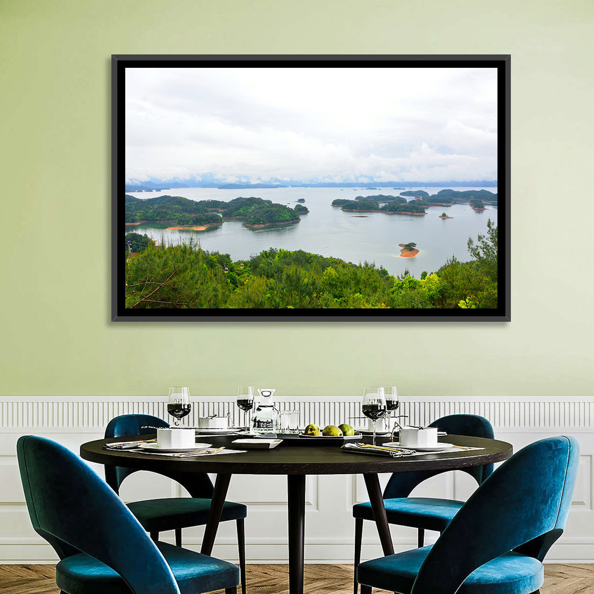 Qiandao Lake Islands View Wall Art in a room, landscape