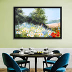 Sunny Daisy Meadow with Red Poppies Wall Art
