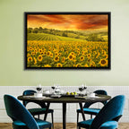 Sunflower Field at Golden Hour Wall Art