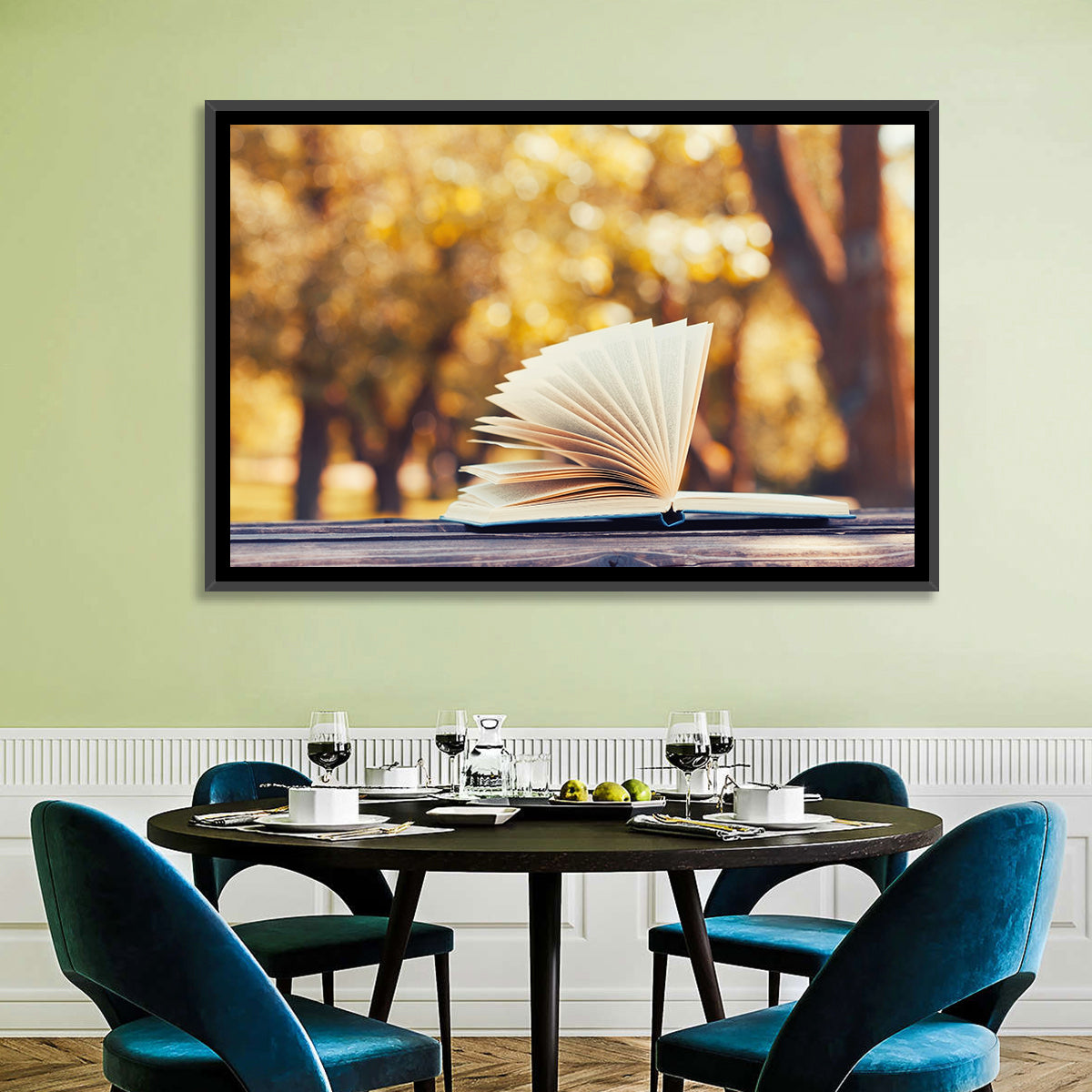 Open Book in Golden Autumn Light Wall Art