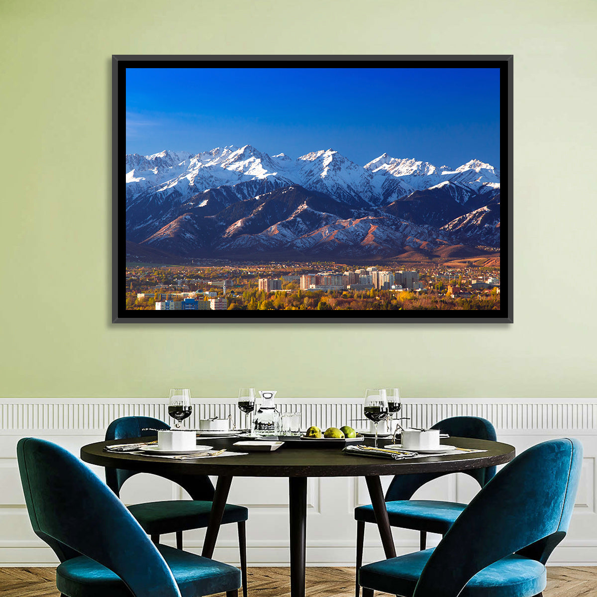 Almaty Snow-capped Trans-ili Alatau Wall Art in a room, landscape