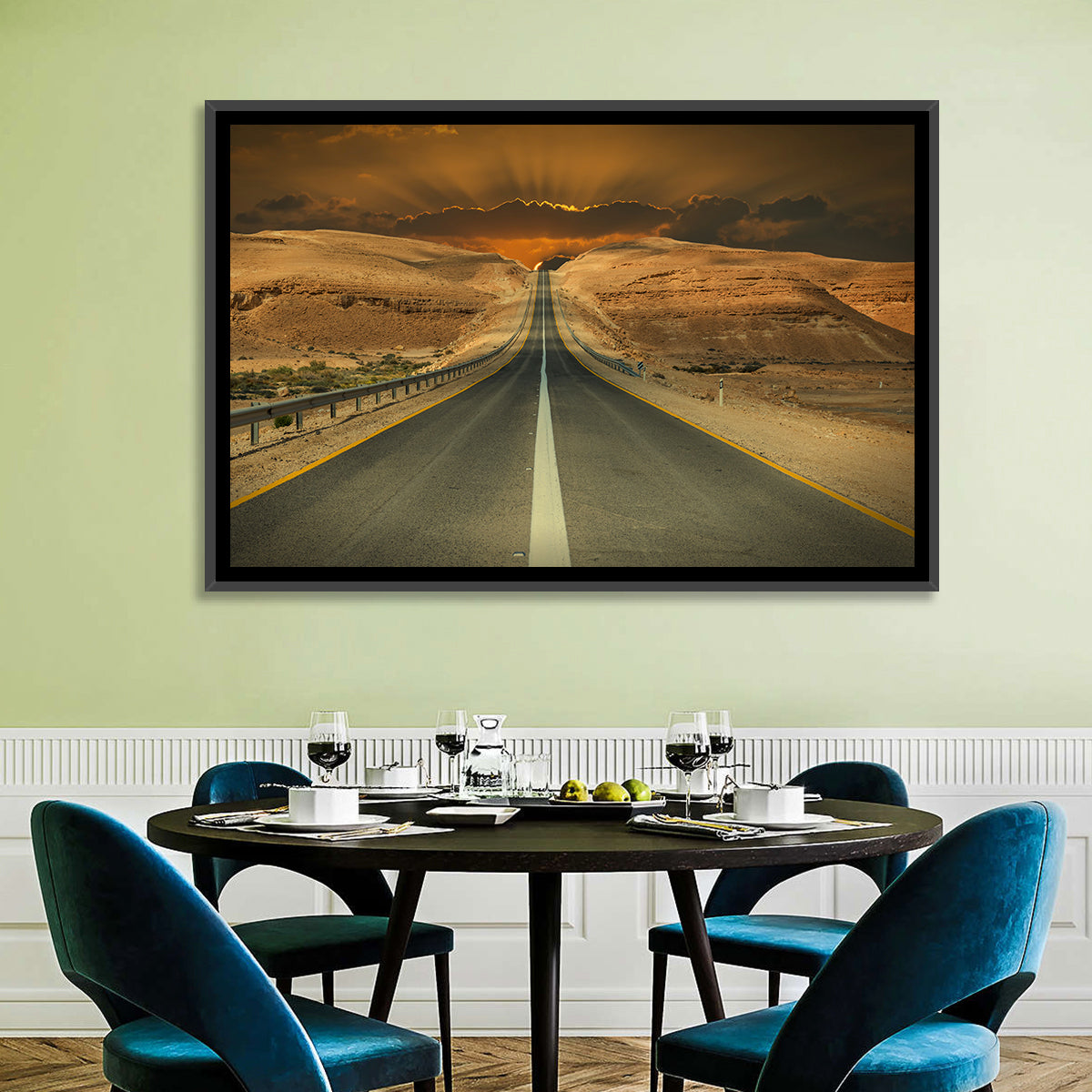 Negev Road at Sunset Wall Art in a room, landscape