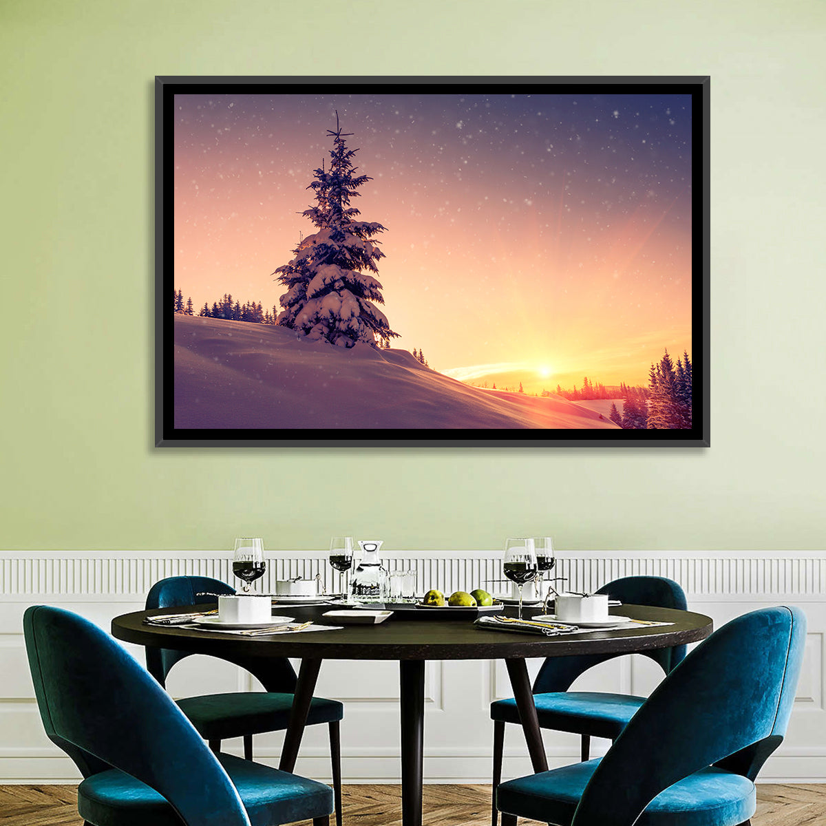 Snowy Sunset Wall Art