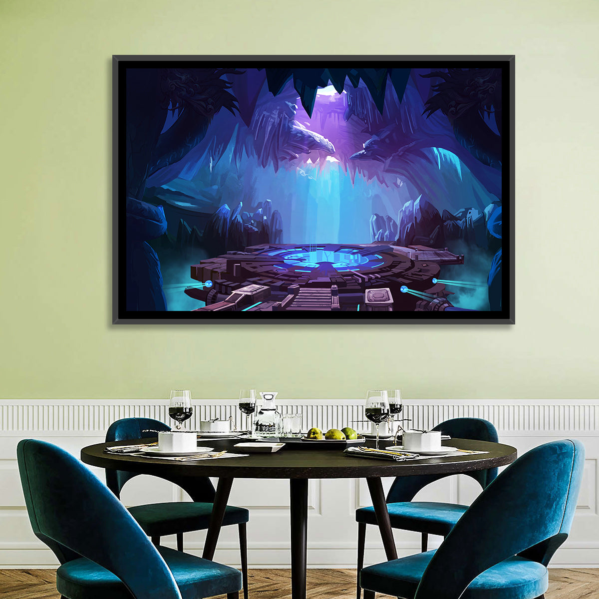 Alien Cave with Glowing Portal Wall Art in a room, landscape