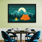 Moonlit Campfire Landscape Wall Art