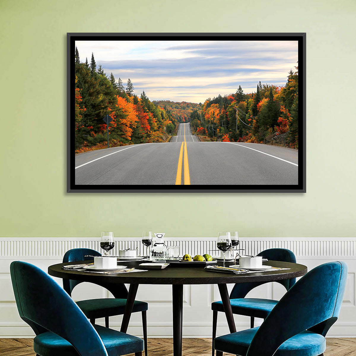 Algonquin Park Road Wall Art in a room, landscape
