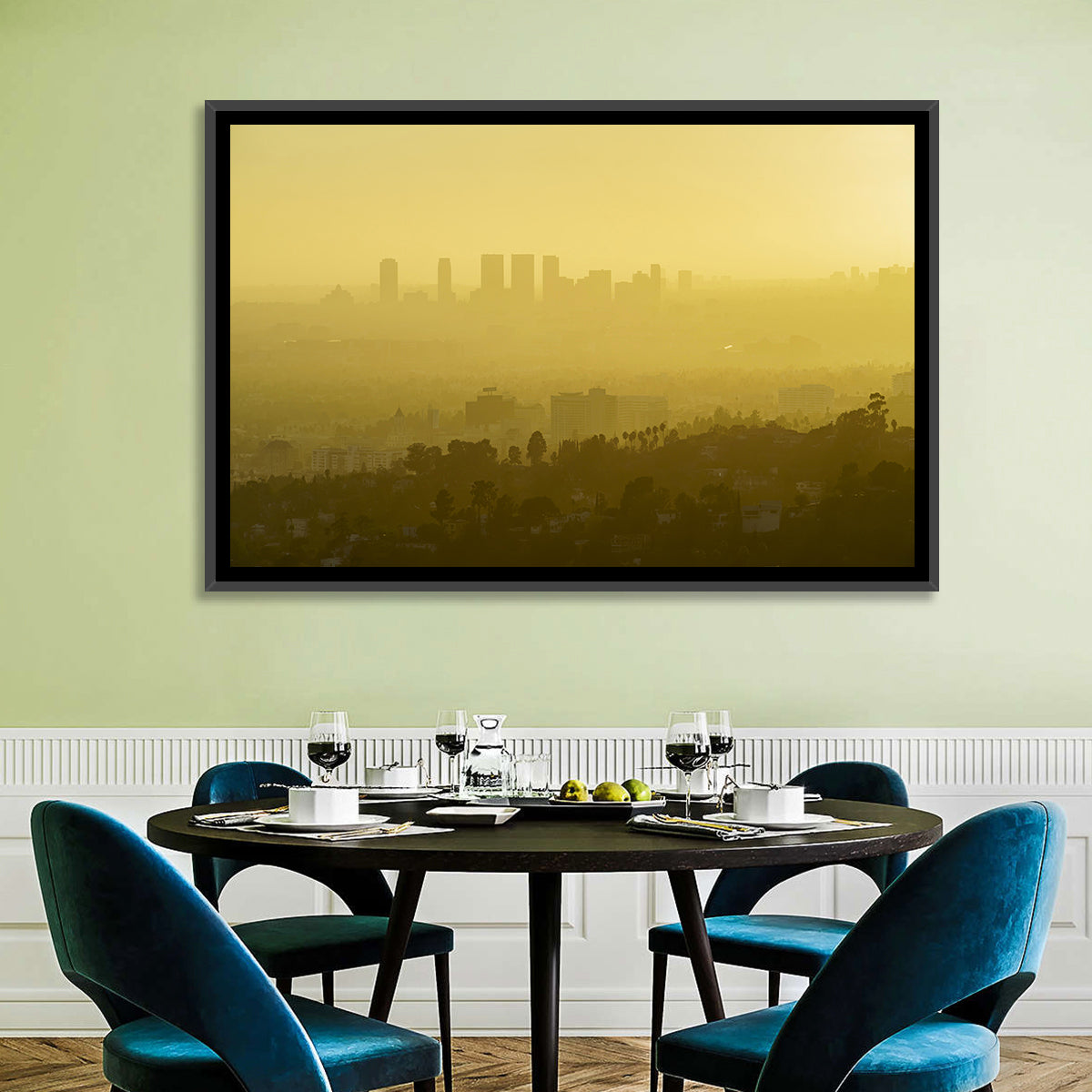 Westwood Los Angeles in Golden Haze Wall Art in a room, landscape