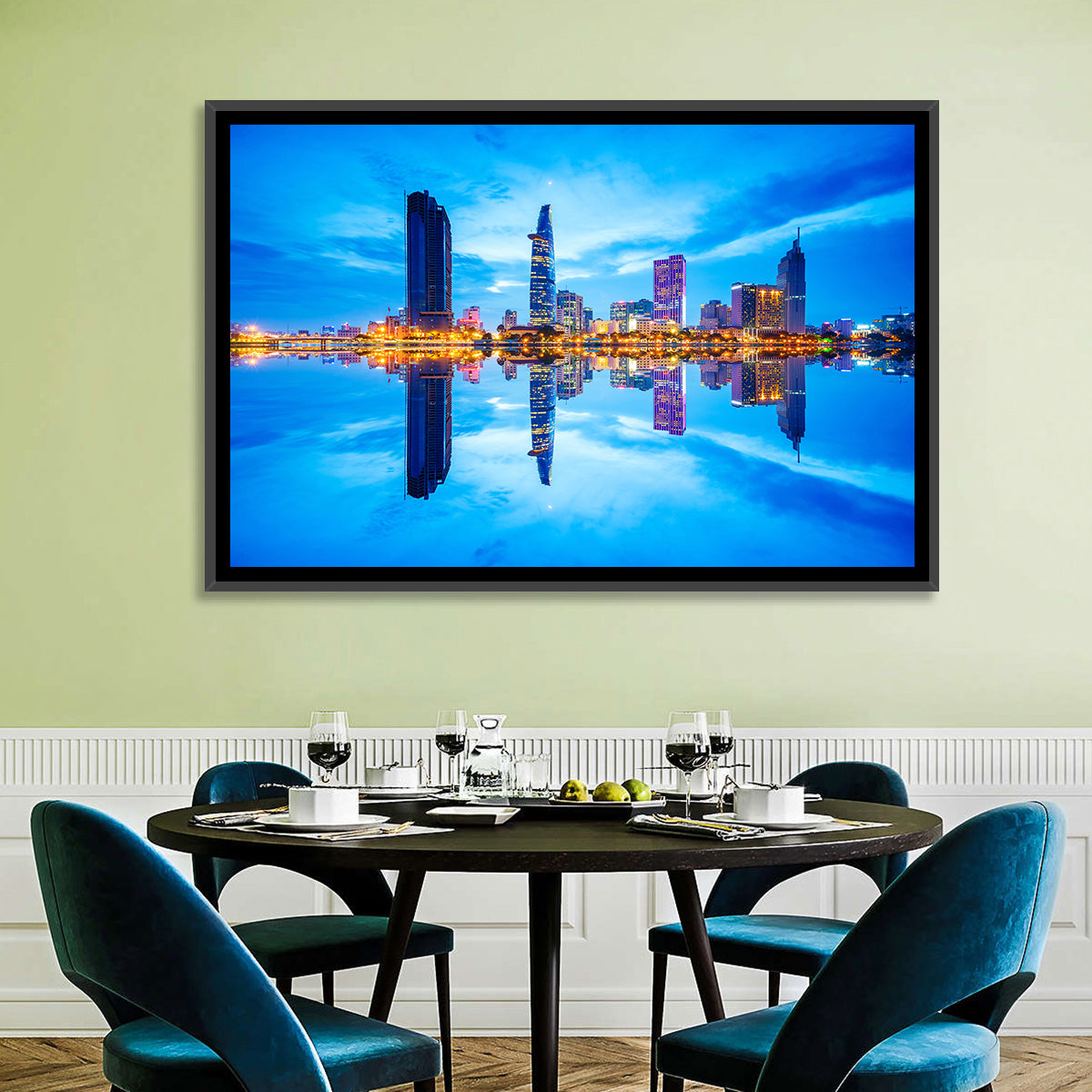Ho Chi Minh City Skyline at Twilight Wall Art in a room, landscape