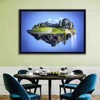 Surreal Floating Island with Waterfalls Wall Art