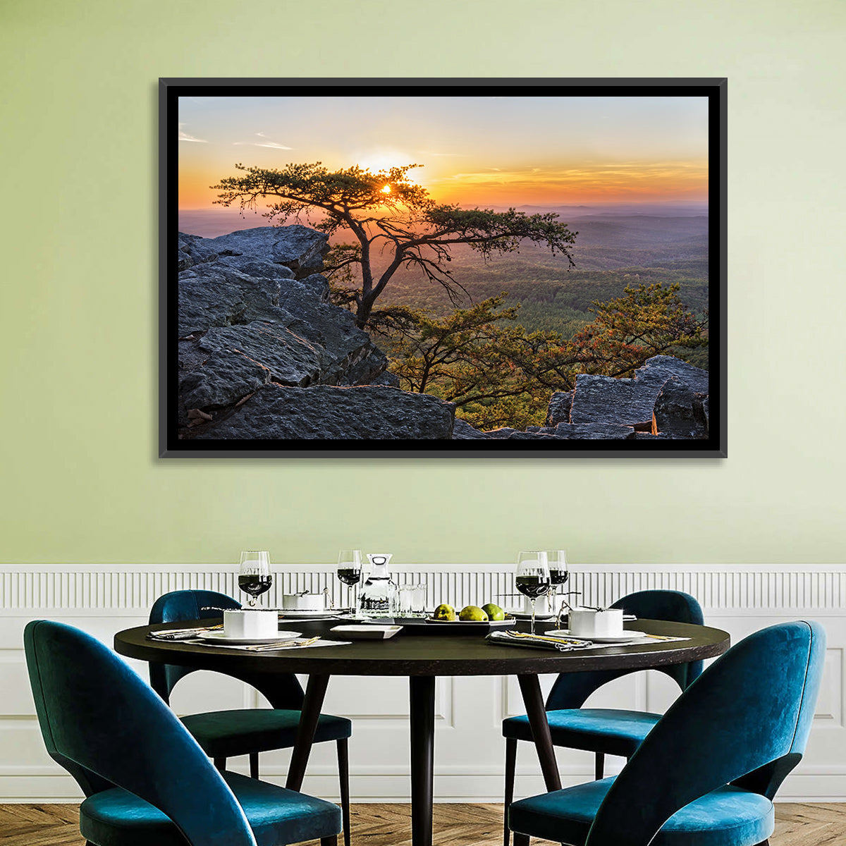 Cheaha State Park Sunset Over Pulpit Rock Wall Art in a room, landscape