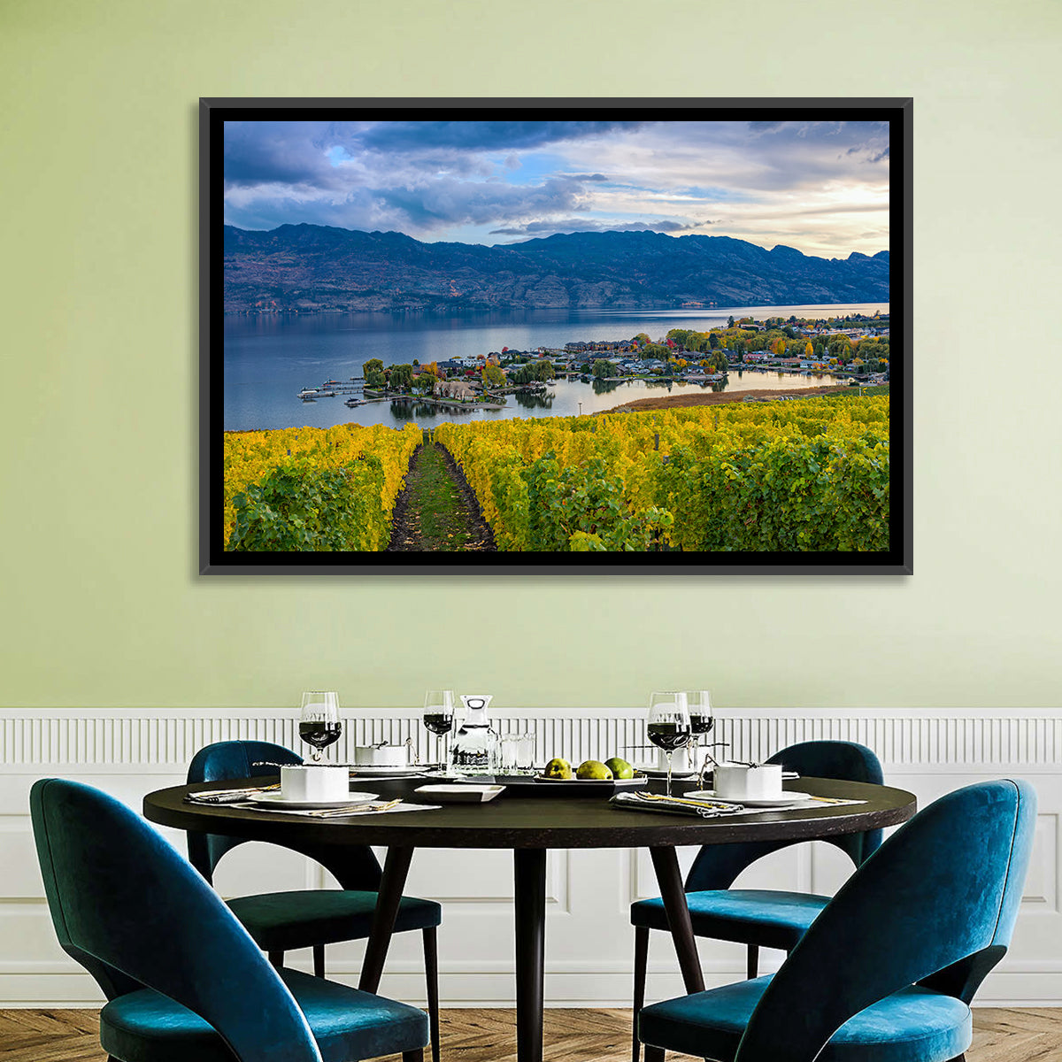 Okanagan Lake Vineyard, Kelowna Wall Art in a room, landscape