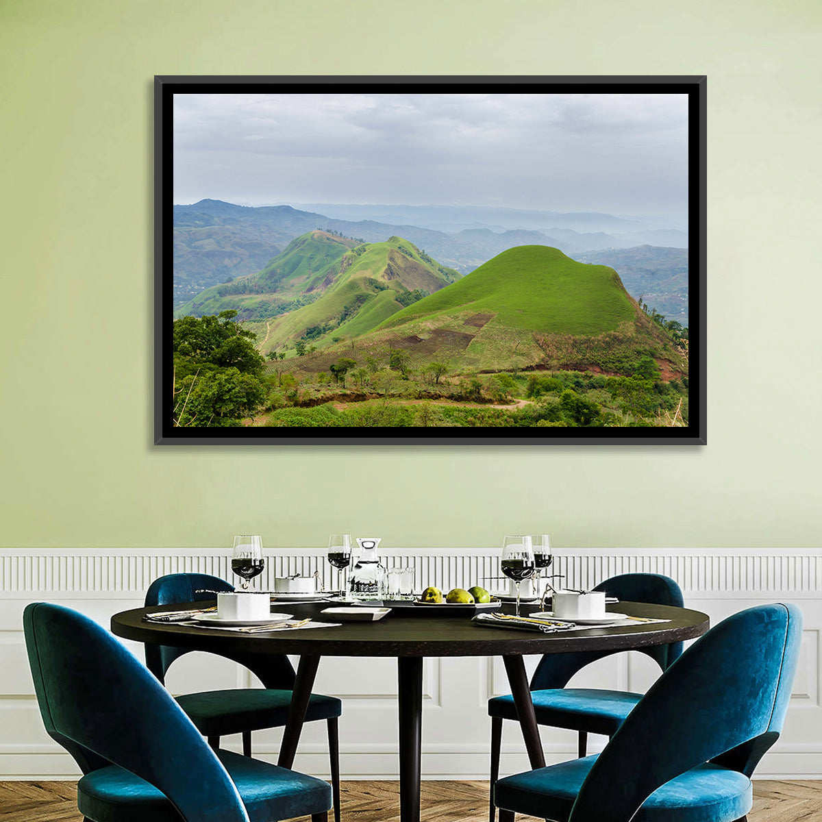 Rolling Summer Hills Wall Art in a room, landscape