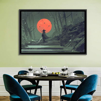 Samurai & Moon Wall Art