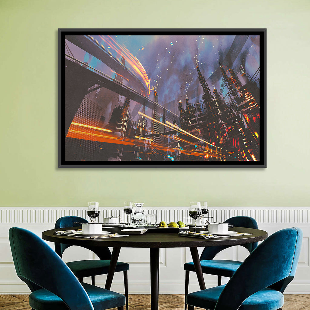 Futuristic Industrial Cityscape Wall Art