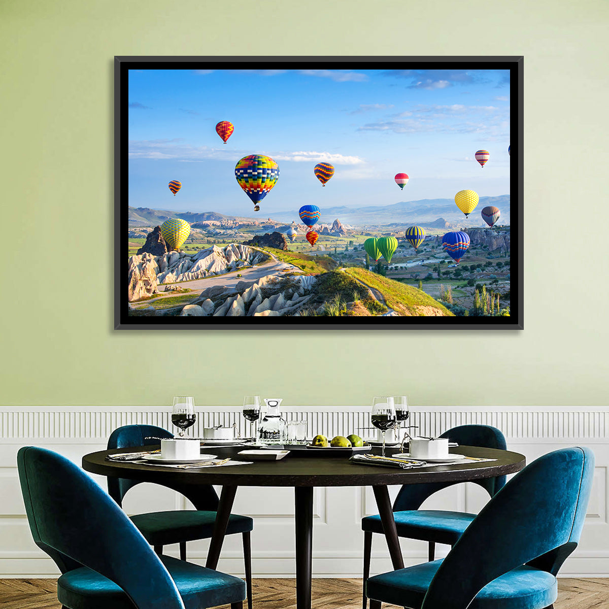 Cappadocia Hot Air Balloons Over Rock Valleys Wall Art