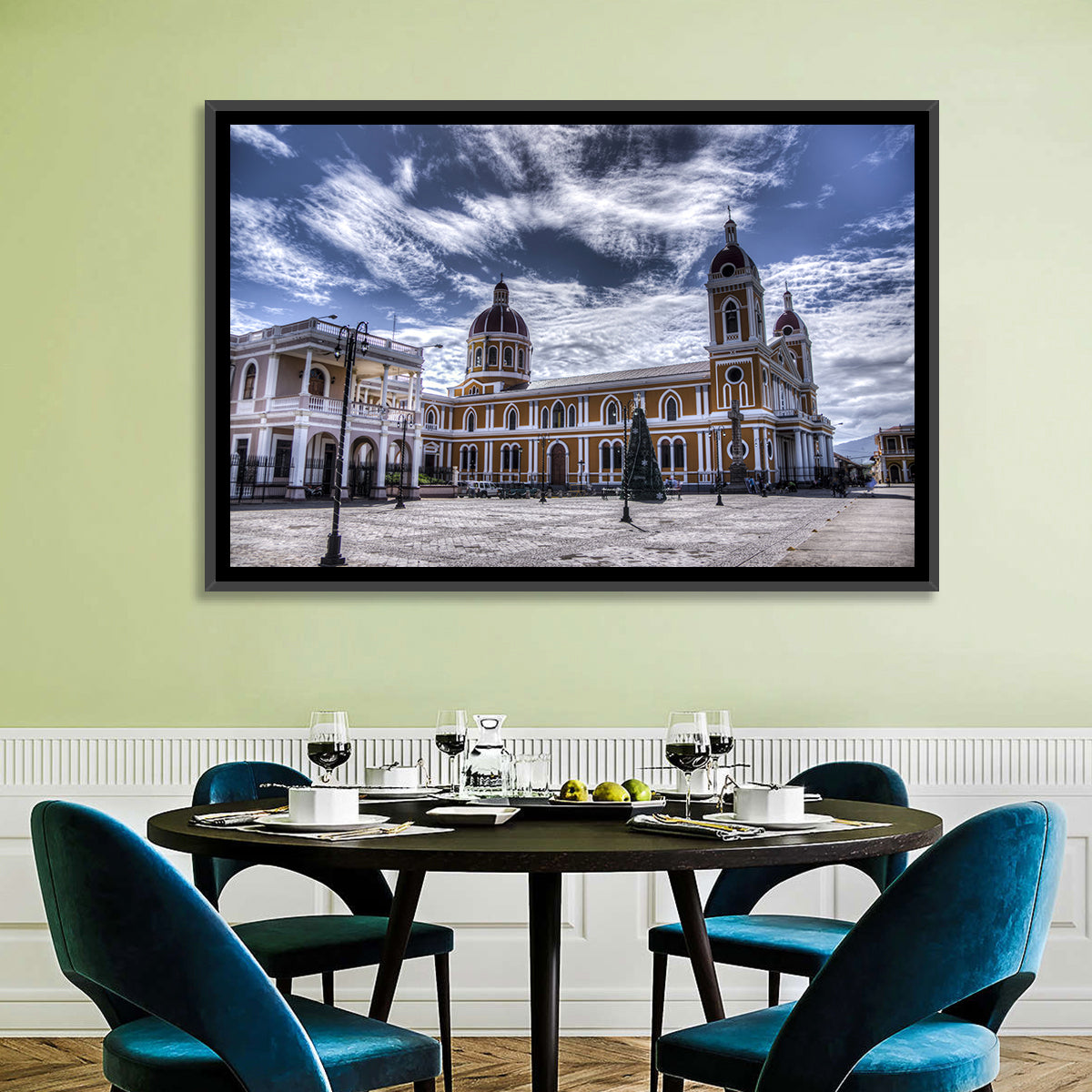 Cathedral of Granada Plaza Wall Art in a room, landscape