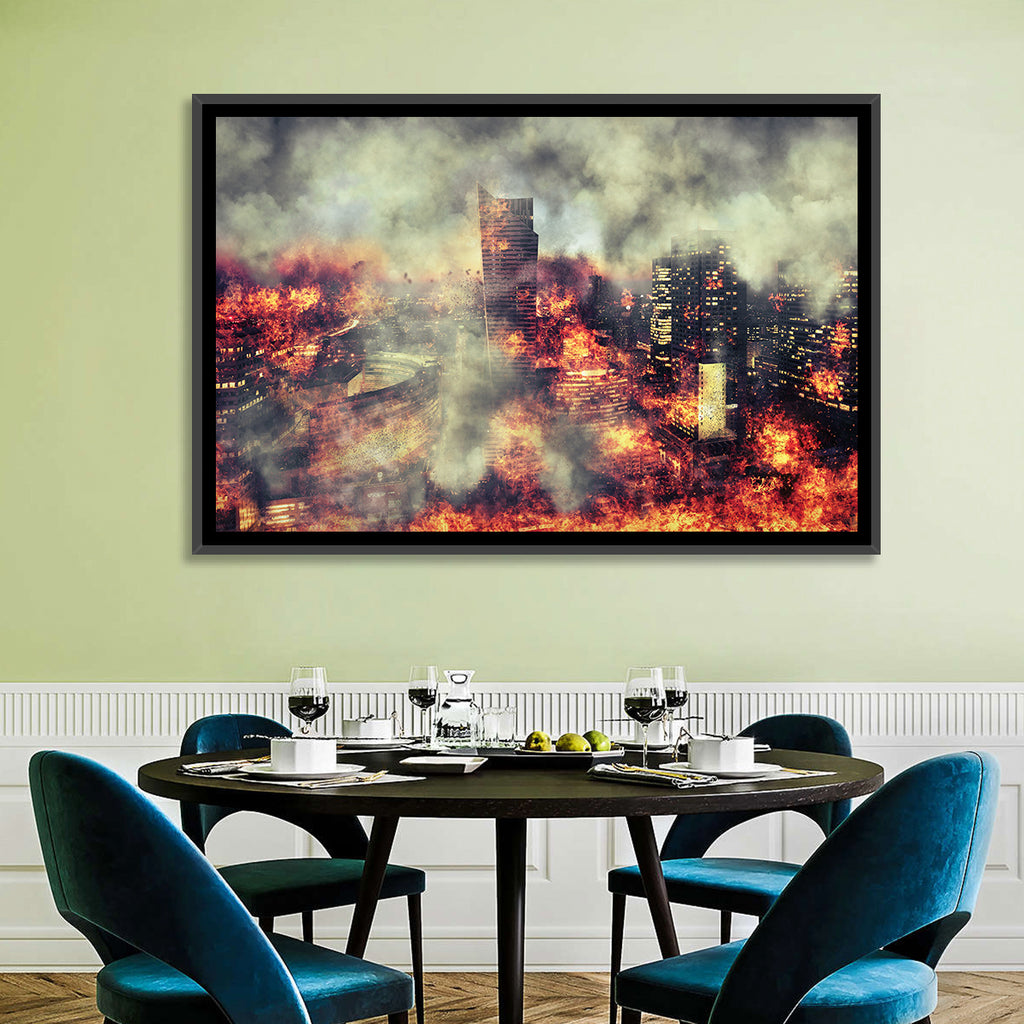 Warsaw Spire Burning City Abstract Wall Art