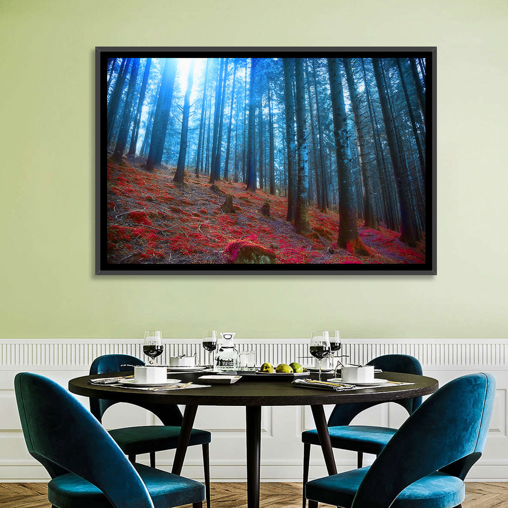 Enchanted Red Moss Forest Wall Art