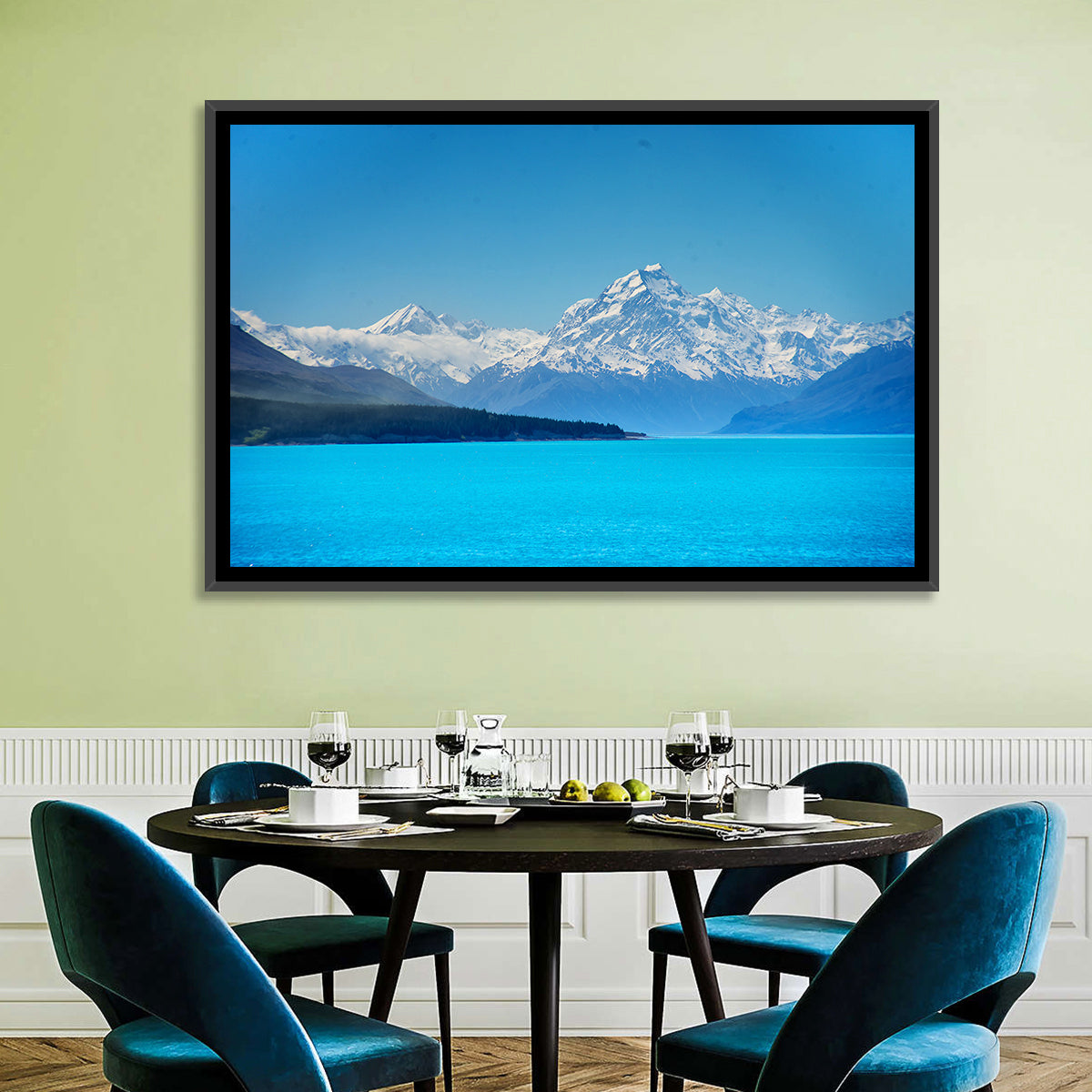 Aoraki Over Lake Pukaki Wall Art in a room, landscape