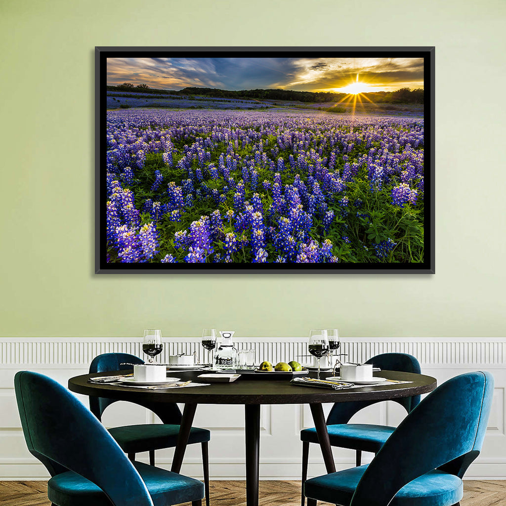 Texas Bluebonnet Field at Sunset Wall Art