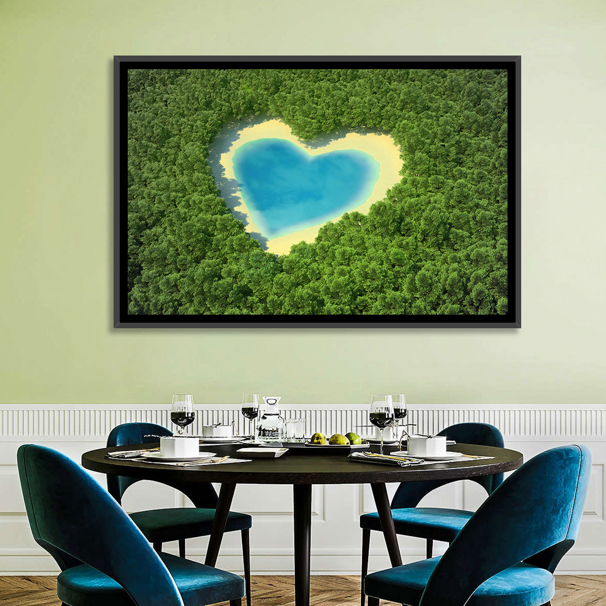 Heart-shaped Pond Aerial View Wall Art