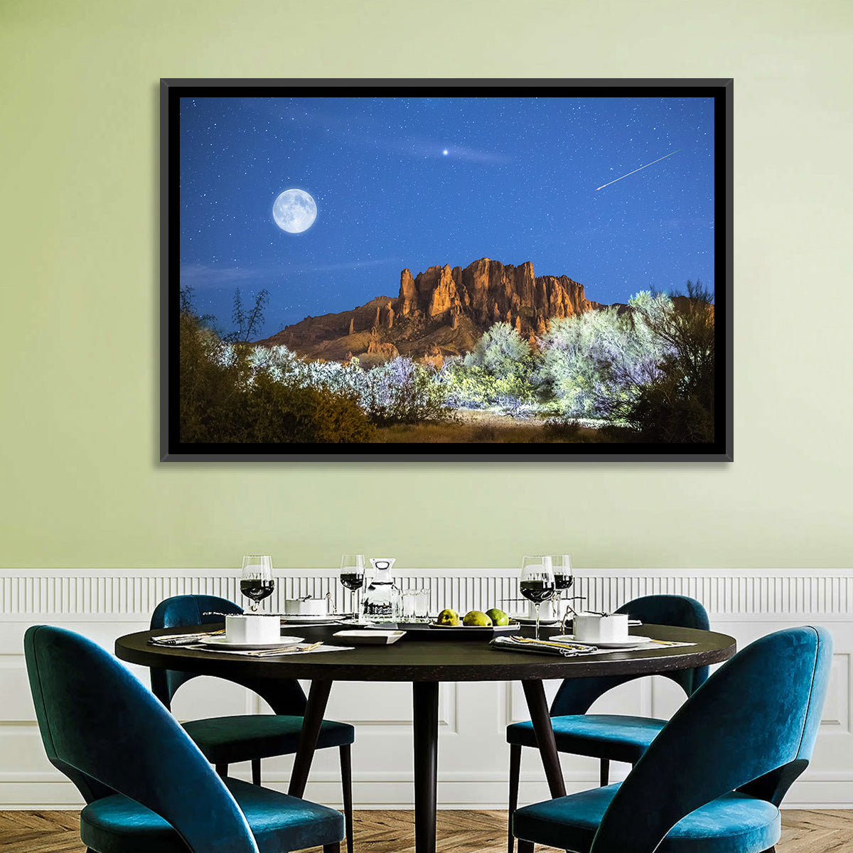 Moonlit Superstition Mountains Arizona Wall Art