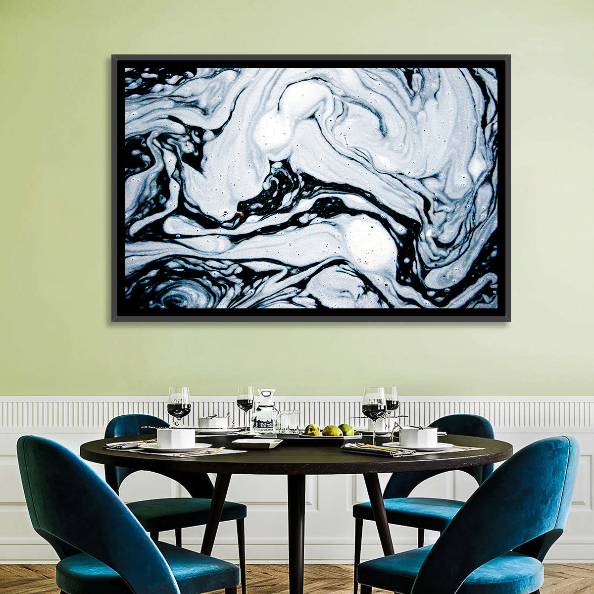 Foam Swirl Abstract Wall Art in a room, landscape