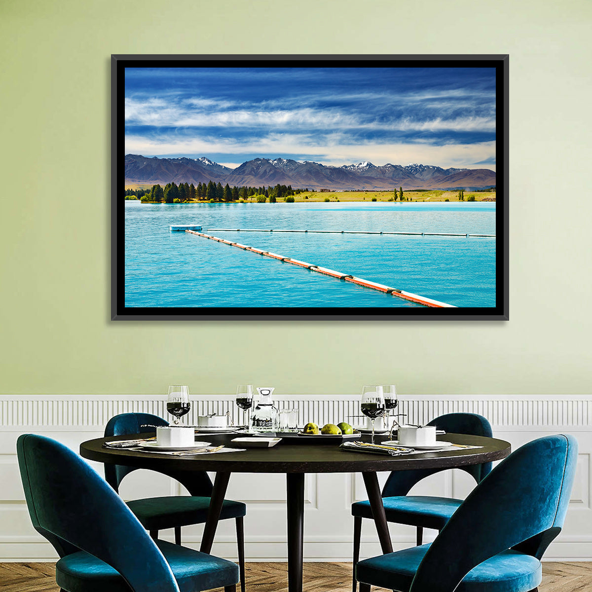 Lake Ruataniwha Landscape Wall Art in a room, landscape