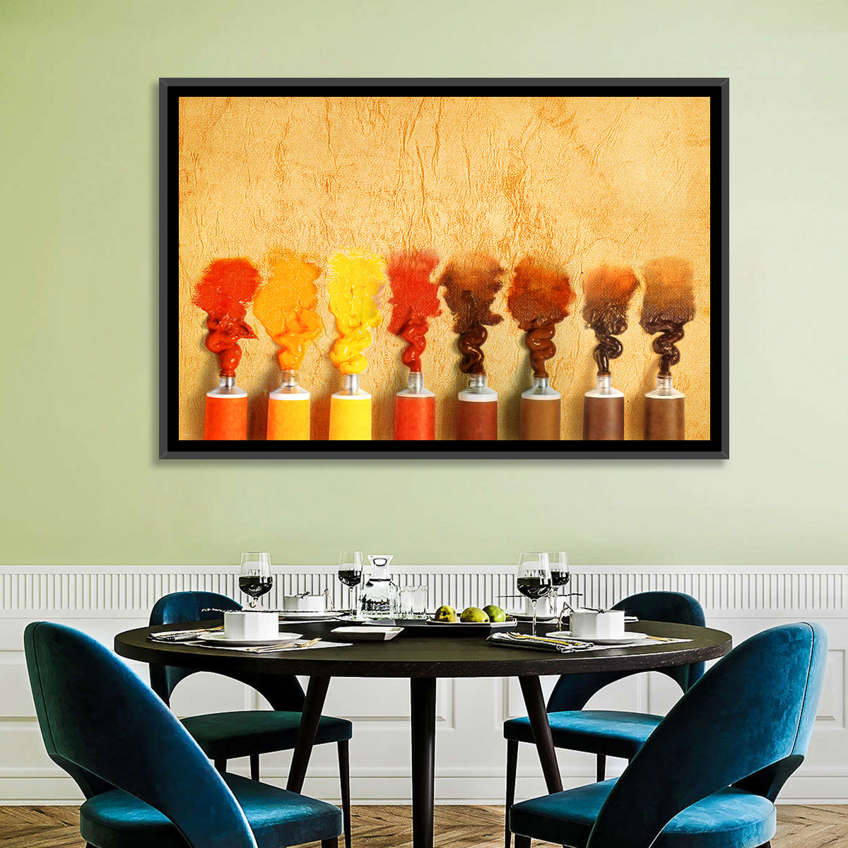 Impasto Paint Tubes Wall Art in a room, landscape