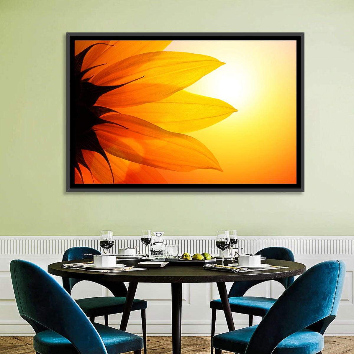 Backlit Sunflower Petals Wall Art