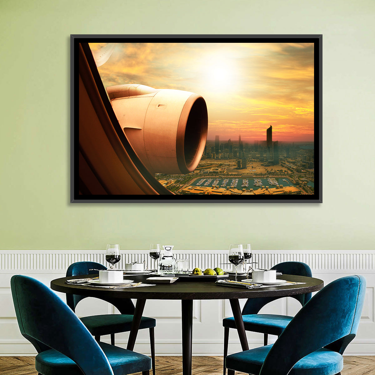 Kuwait City at Golden Hour Wall Art in a room, landscape