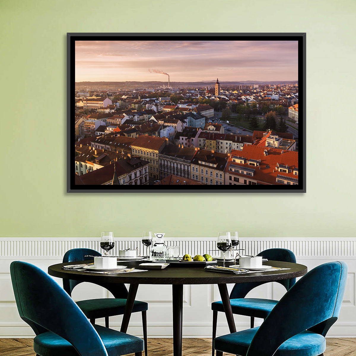 Red Tiled Rooftops at Golden Hour Wall Art