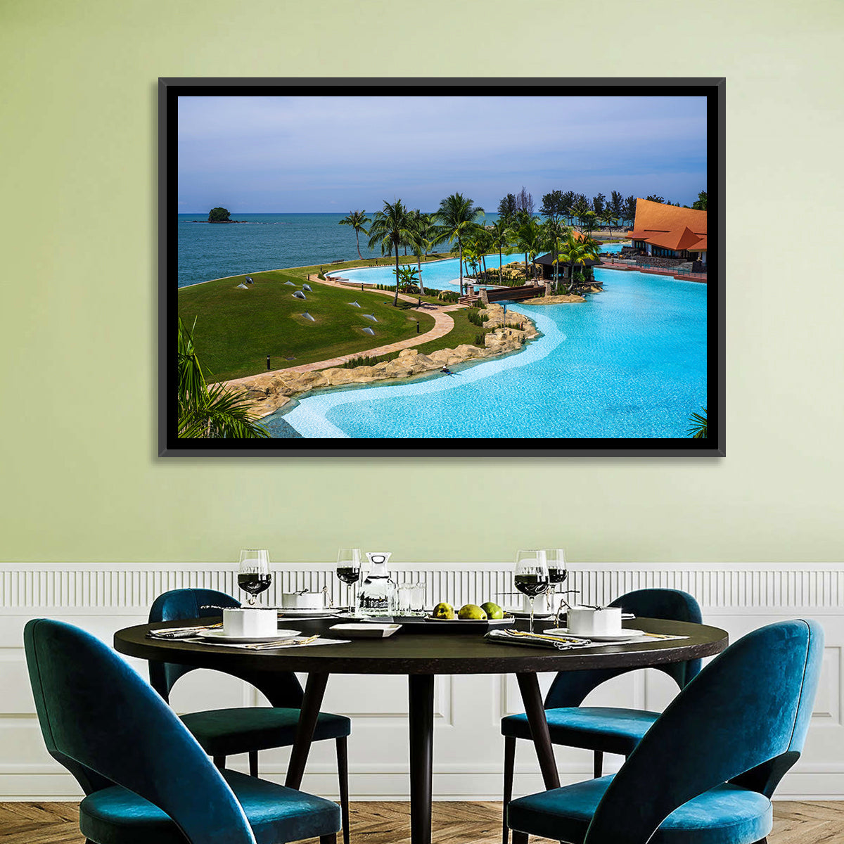 Tiered Resort Pool Horizon Wall Art