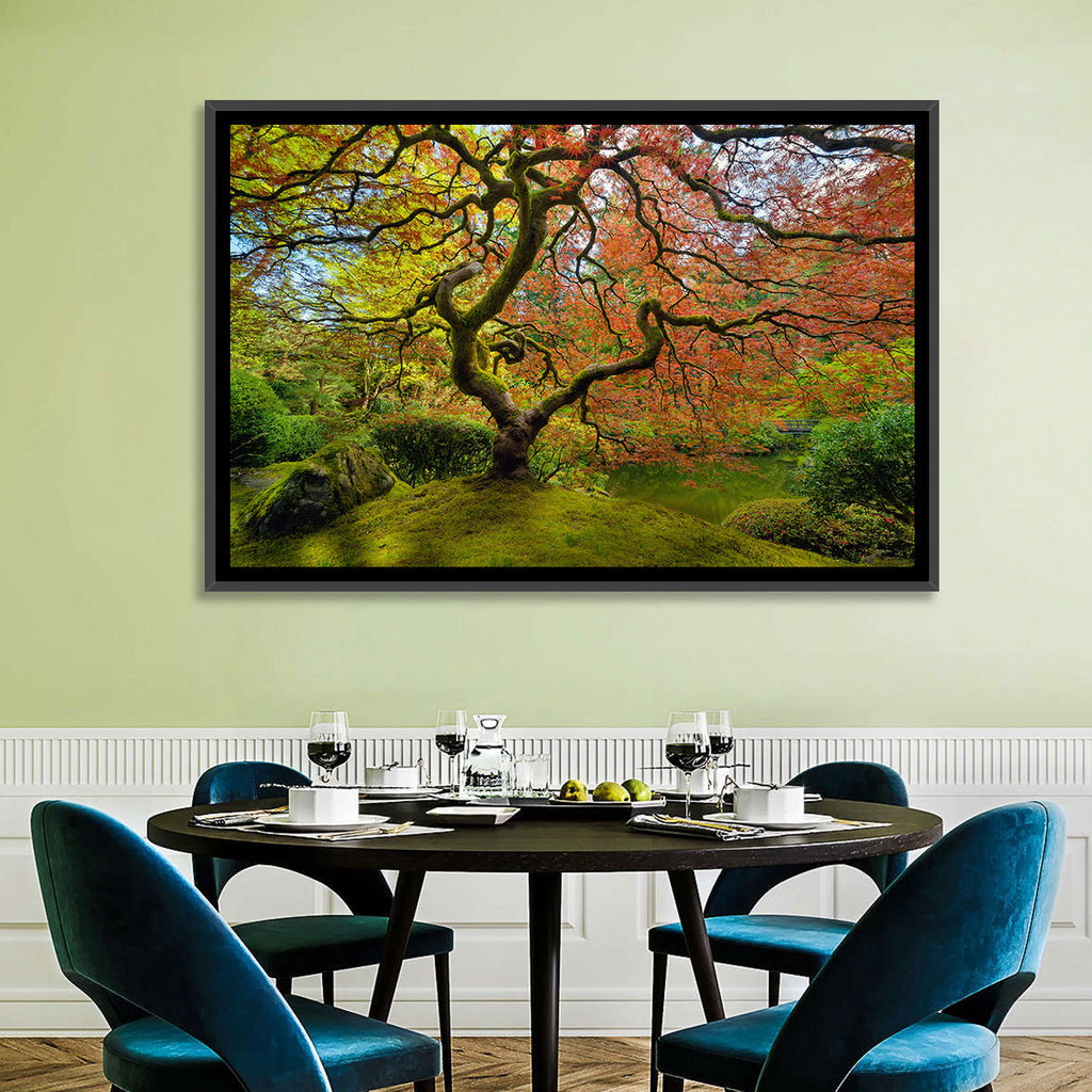 Gnarled Japanese Maple by Garden Pond Wall Art
