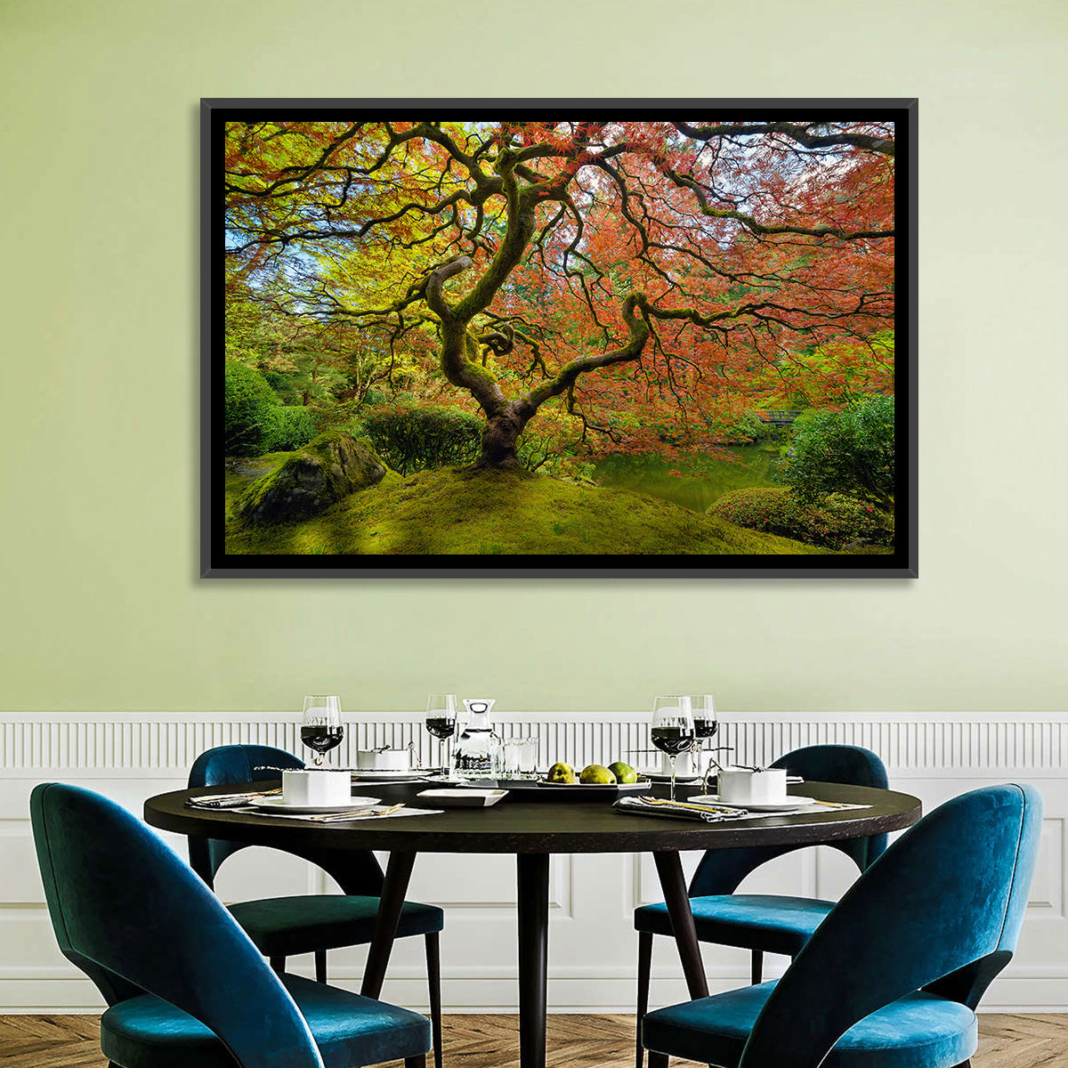 Gnarled Japanese Maple by Garden Pond Wall Art