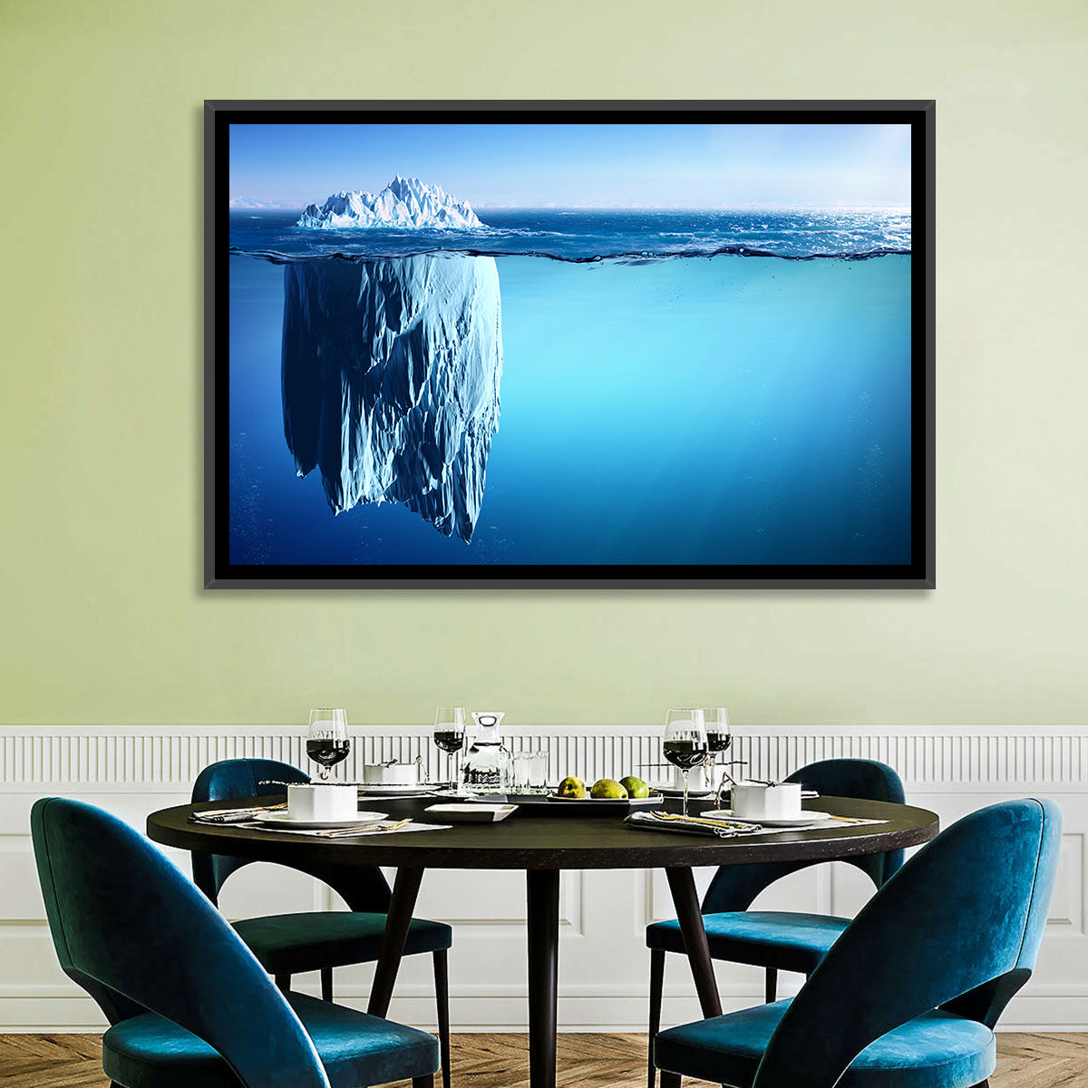 Floating Iceberg Wall Art in a room, landscape