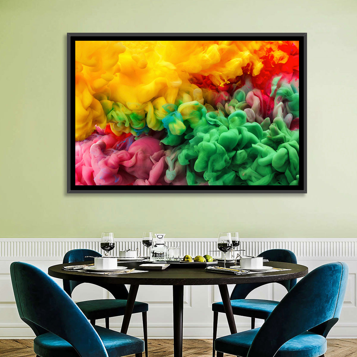 Vibrant Underwater Ink Cloud Abstract Wall Art