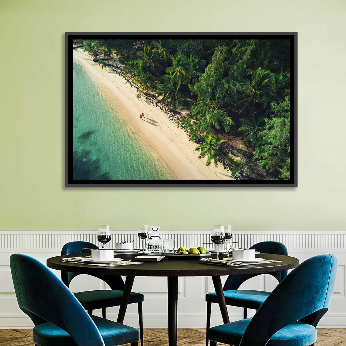 Dominica Beach Aerial, Late Afternoon Wall Art in a room, landscape