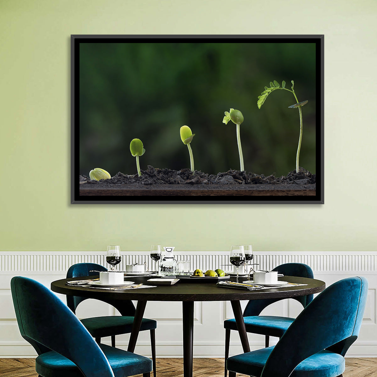 Five-stage Plant Growth Wall Art in a room, landscape