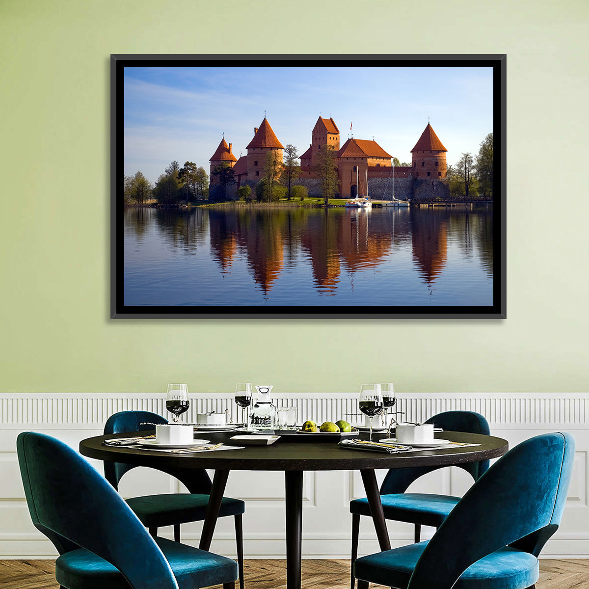Trakai Island Castle Wall Art in a room, landscape