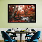 Autumn Forest Stream with Footbridge Wall Art