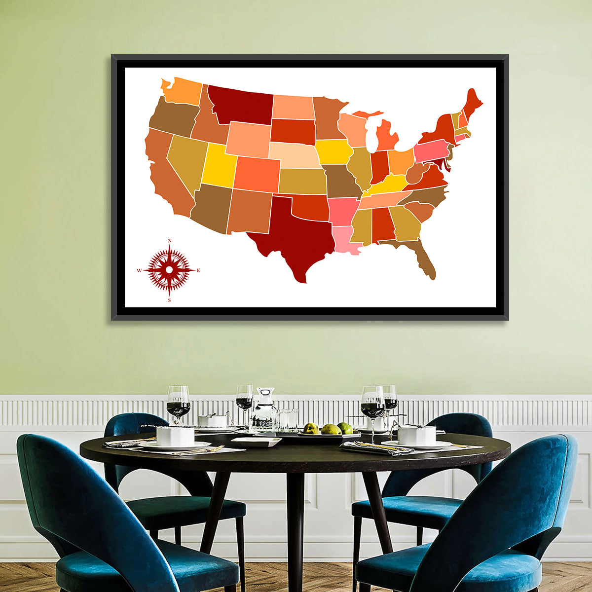 Stylized United States Map Wall Art