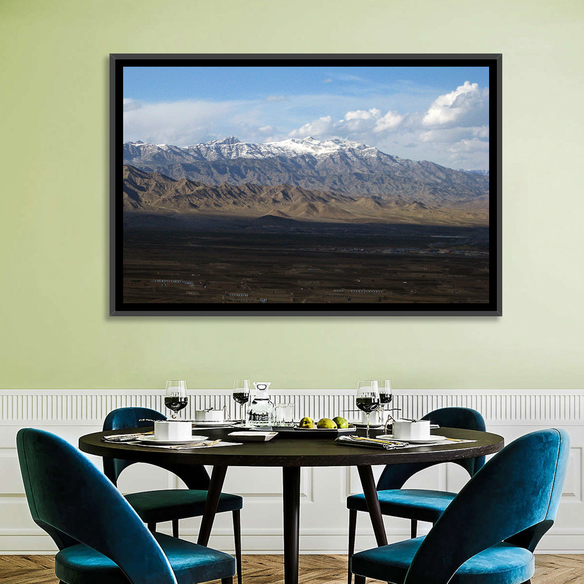 Snow-capped Afghan Mountains Wall Art in a room, landscape