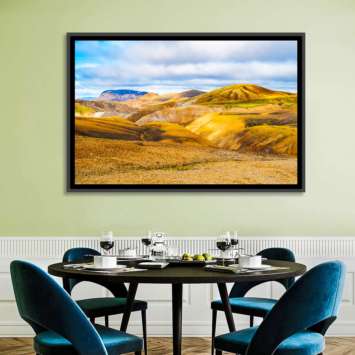 Landmannalaugar Rhyolite Mountains Wall Art in a room, landscape