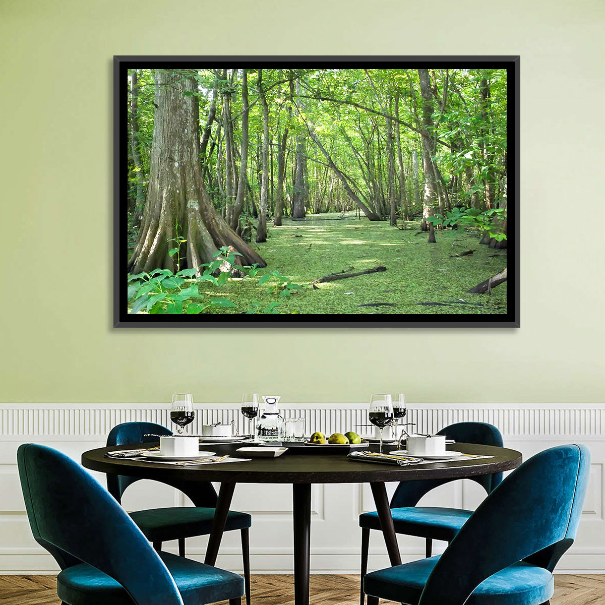 Summer Cypress Bayou, Louisiana Wall Art in a room, landscape